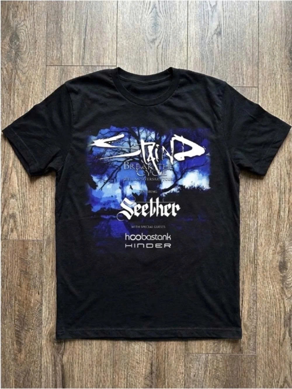 Staind Seether Tour Graphic T-Shirt - Black and Blue